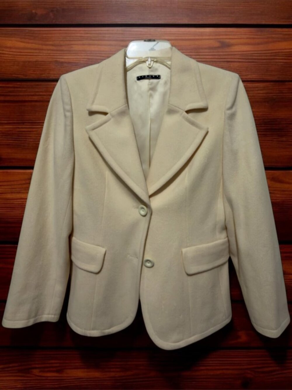 SISLEY Cream Wool Blend Tailored Blazer Fitted 2-Button Jacket IT 42 US 4